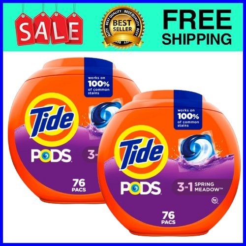 Tide PODS Spring Meadow Laundry Detergent Pacs 76 Ct 2-Pack Fast Ship USA