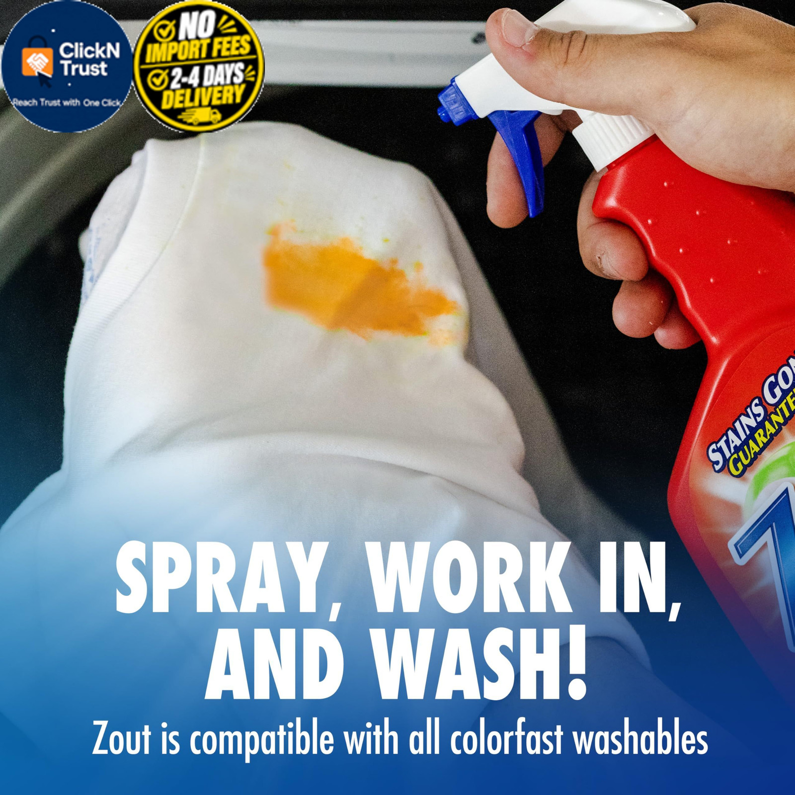 Zout Laundry Stain Remover Spray, Blood, Grass & Oil 22 Fl Oz (Pack of 2)