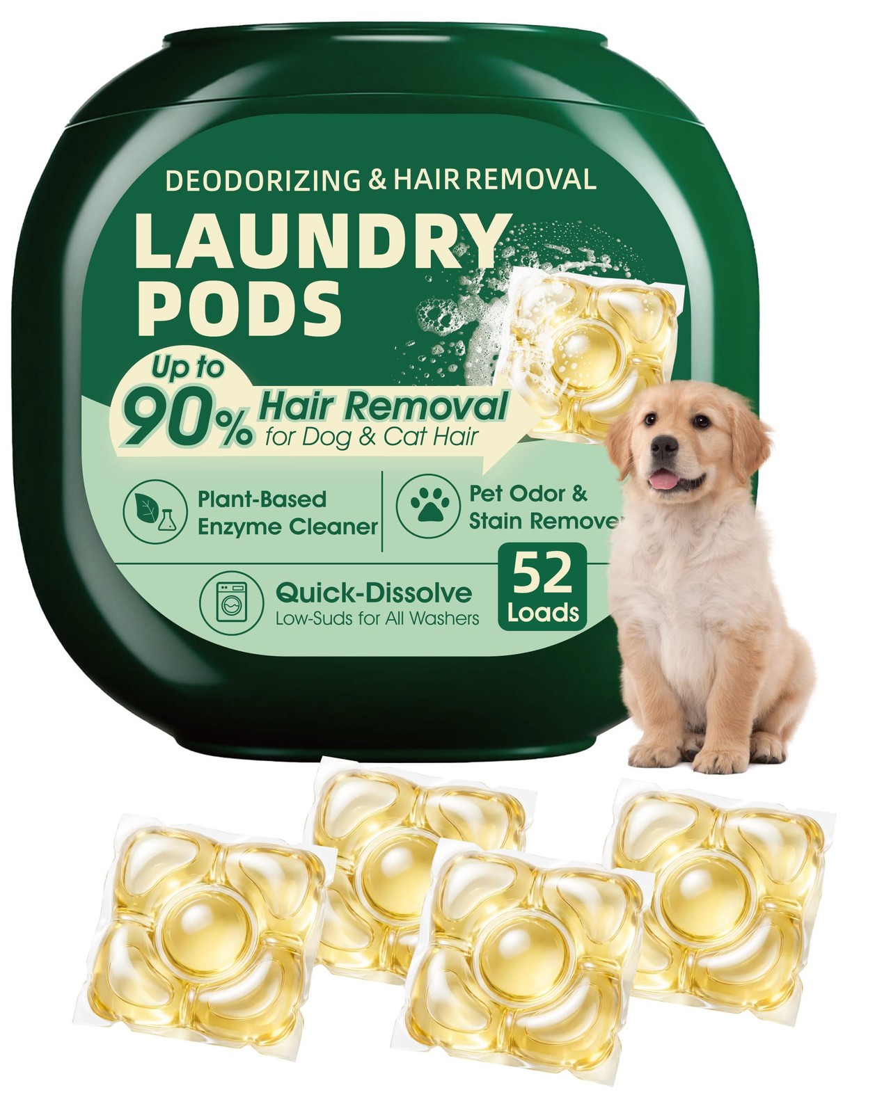 Seeshub Pet Hair Remover Laundry Pods, Up to 90% Hair Removal for Dog & Cat H…