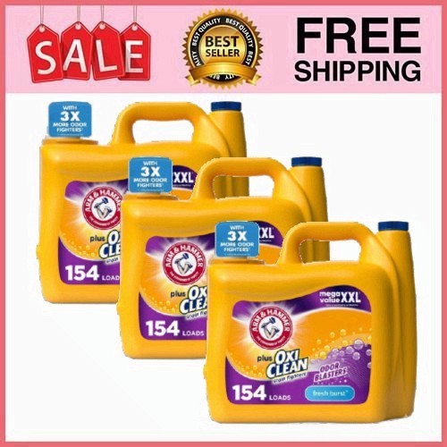 3 Pack Plus OxiClean w Odor Blasters Liquid Laundry Detergent,Fresh Burst