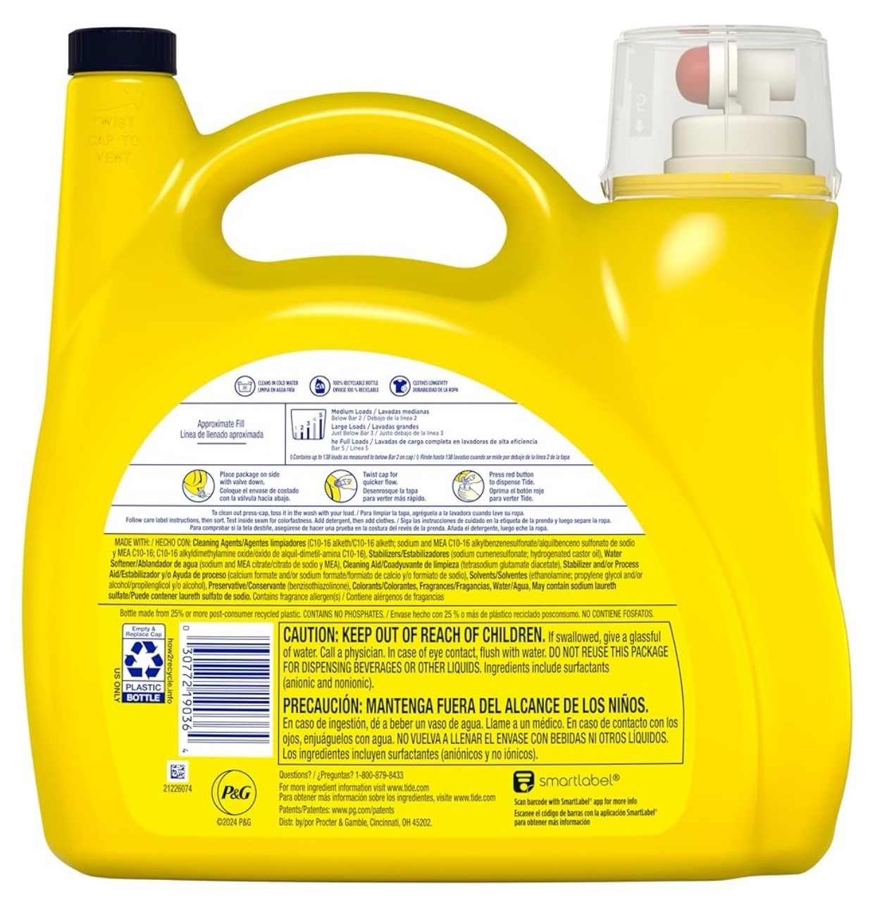 Tide Simply 🌸 All-In-One Liquid Laundry Detergent, 138 Loads, 182 fl oz