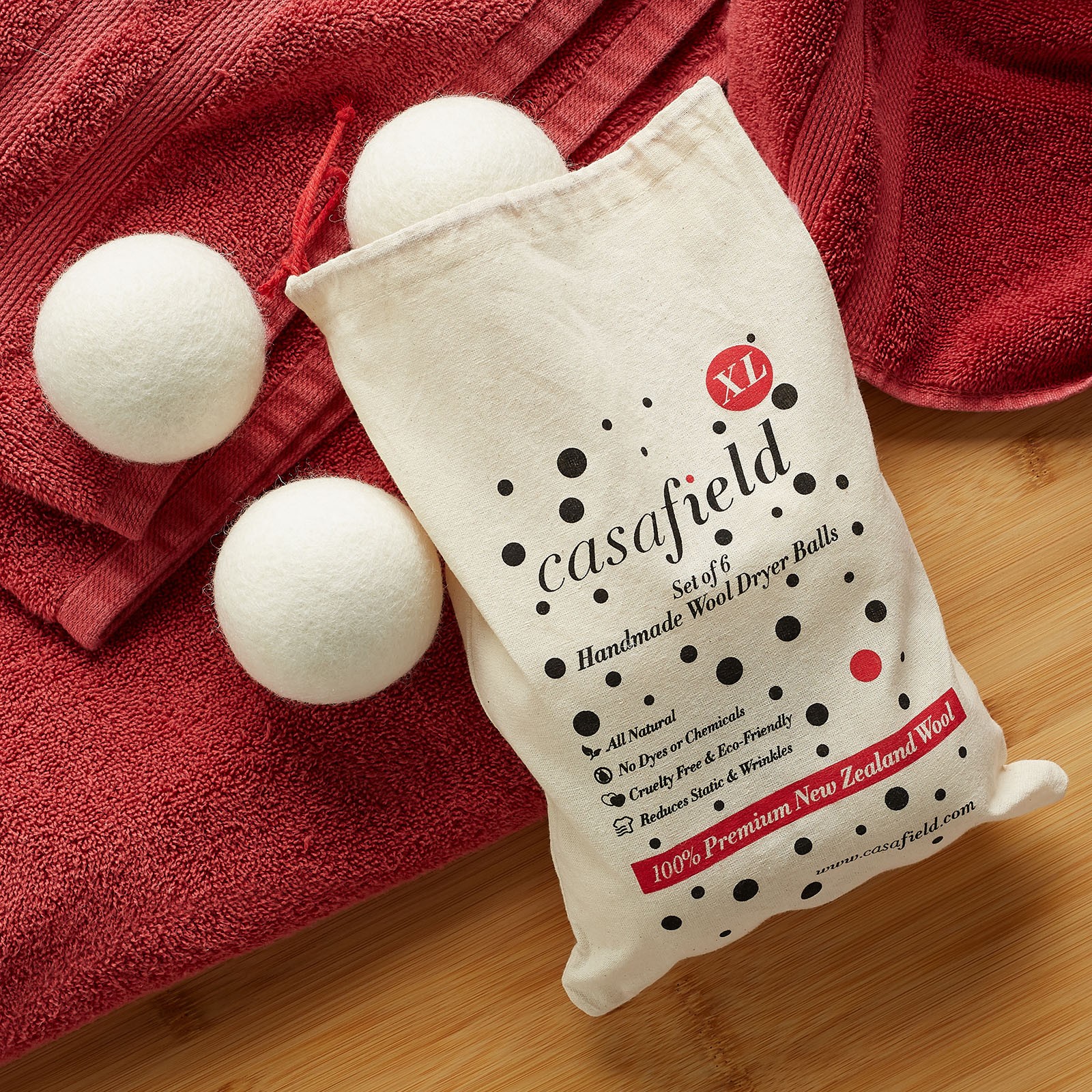 6 Wool Dryer Balls XL Organic New Zealand Wool Natural Laundry Fabric Softener