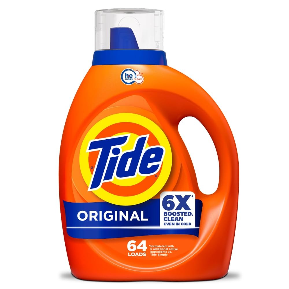 Tide Laundry Detergent Liquid, Original Scent, 64 Loads, 80 FL OZ, Works on