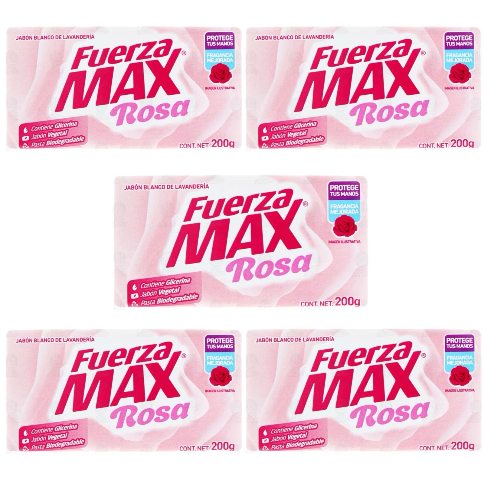 5X FUERZA MAX ROSA 🇲🇽 Bar Laundry Soap, 200g, 3 Pack