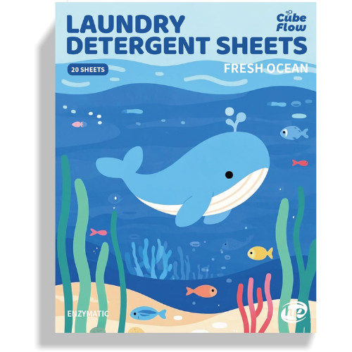 Laundry Detergent Sheets Fresh Ocean Scent 40 Loads | Plastic-Free Eco Friendly