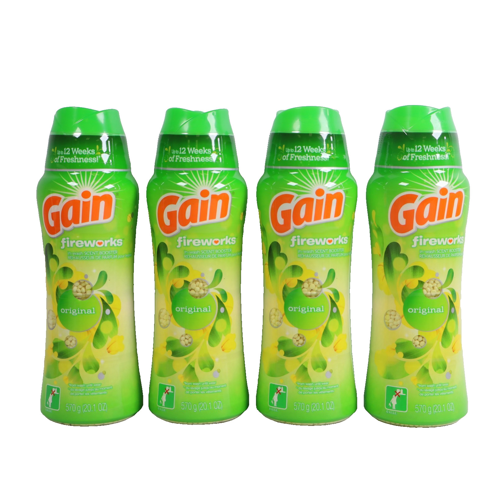 4 PACK Gain Fireworks, Original in-Wash Scent Booster Beads 20.1 Oz