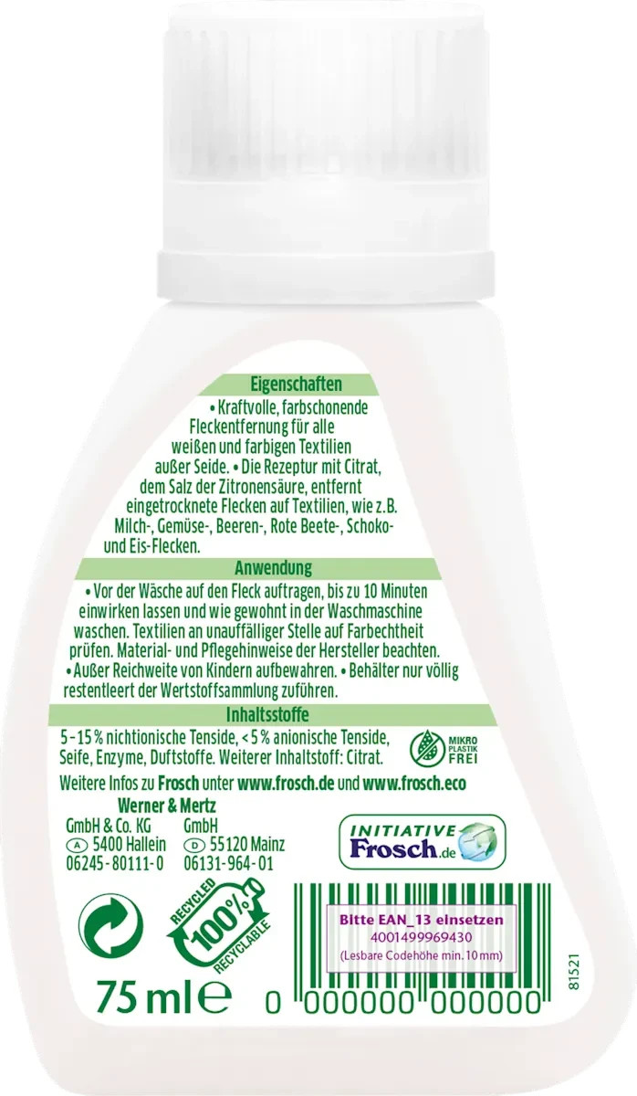 3x 75 ml Frosch BABY Stain Remover Gel for Vegetables Milk Berries