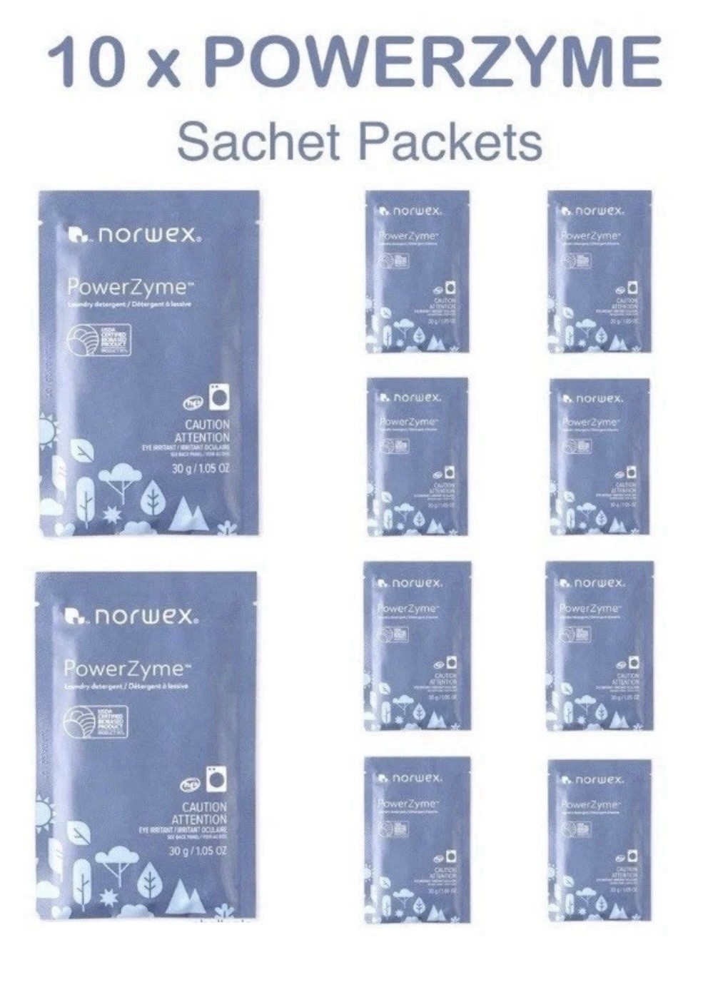 NEW NORWEX Powerzyme Laundry Detergent Soap Powder 10 Sachet