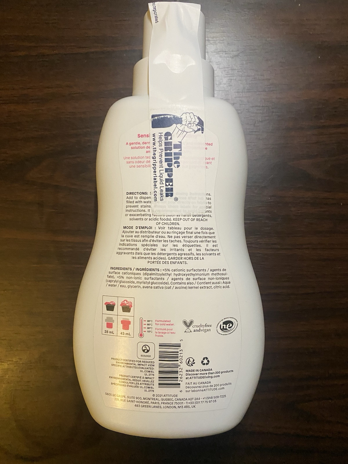 Attitude Baby Fragrance-Free Fabric softener 33.8 fl. oz.