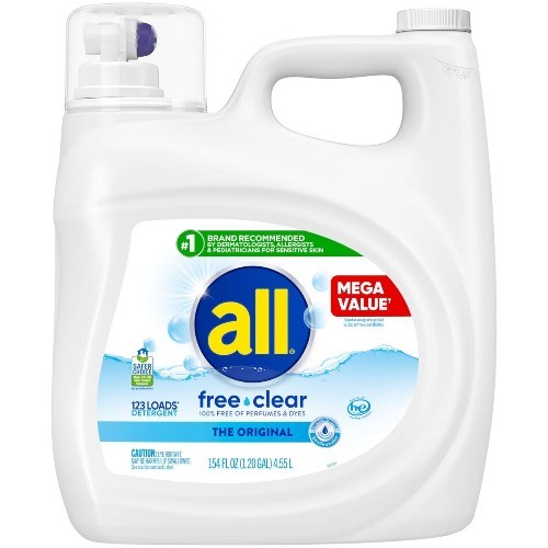 All Unscented Free Clear for Sensitive Skin HE Liquid Laundry Detergent