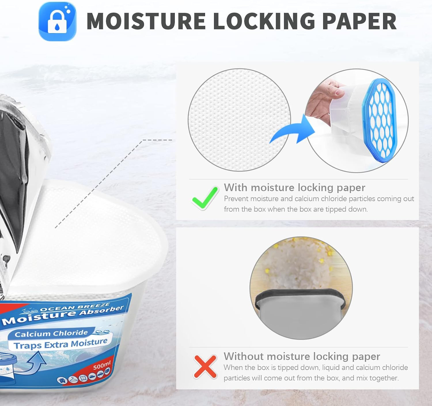 Moisture Absorber, 10.5 OZ, Strong Absorption, Ocean Scent | Closet, Bathroom, K