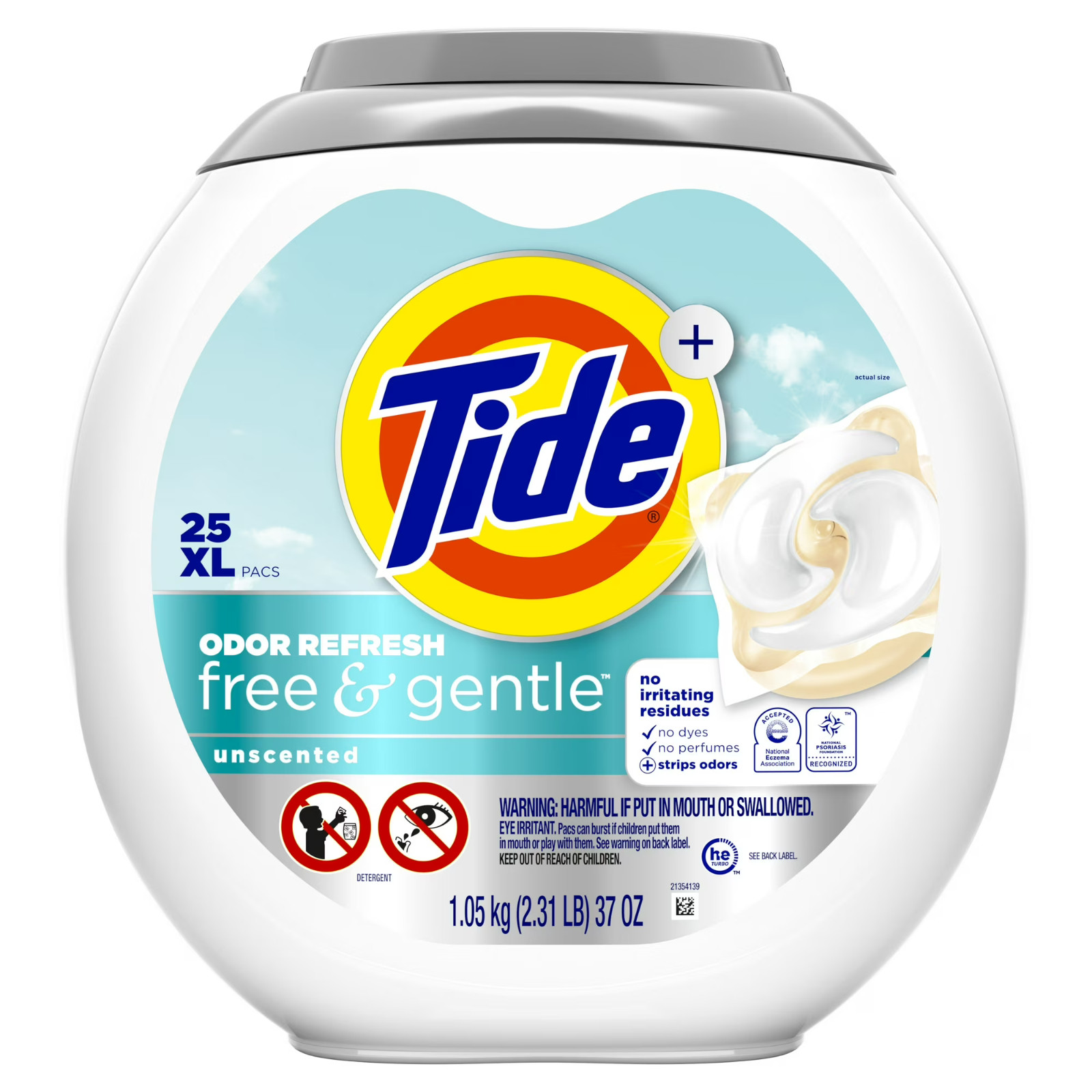 2-Pack Tide Power PODS Free and Gentle Odor Refresh Laundry Detergent, 25 Ct
