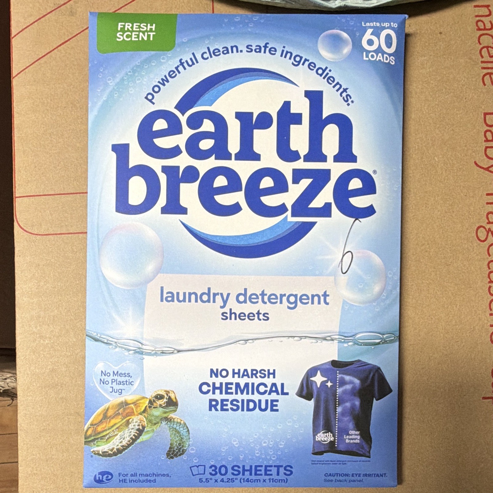 Earth Breeze Laundry Detergent Sheets Fresh Scent 30 Ct Up to 60 Loads