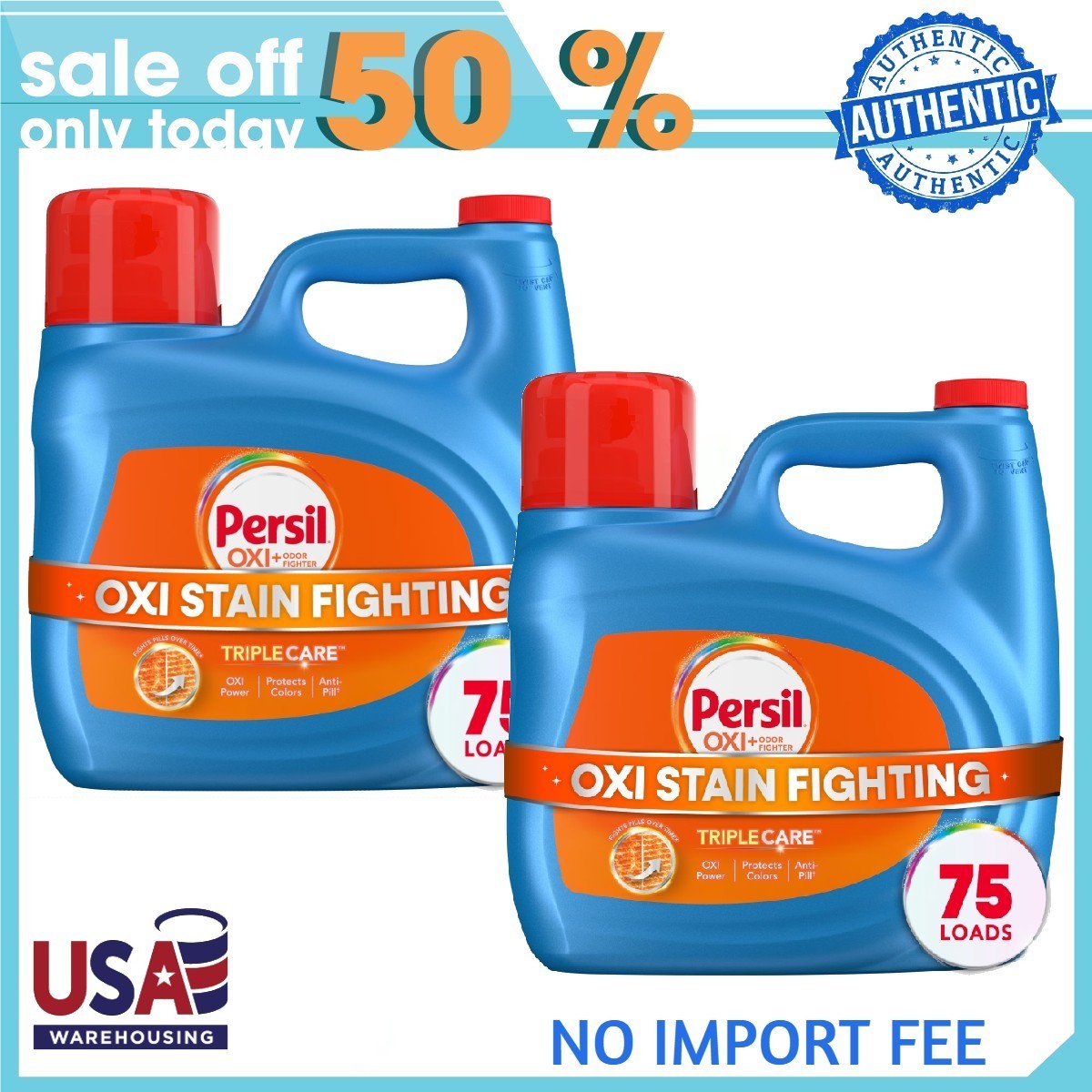 2P Persil Advanced Clean Oxi+Odor Power Liquid Laundry Detergent, 126 fl oz, 75