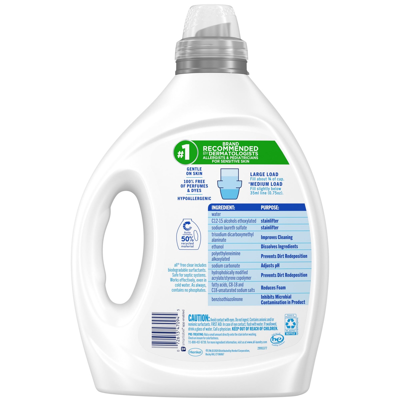 clear, Original, Liquid Laundry Detergent for Sensitive Skin, Unscented and H…