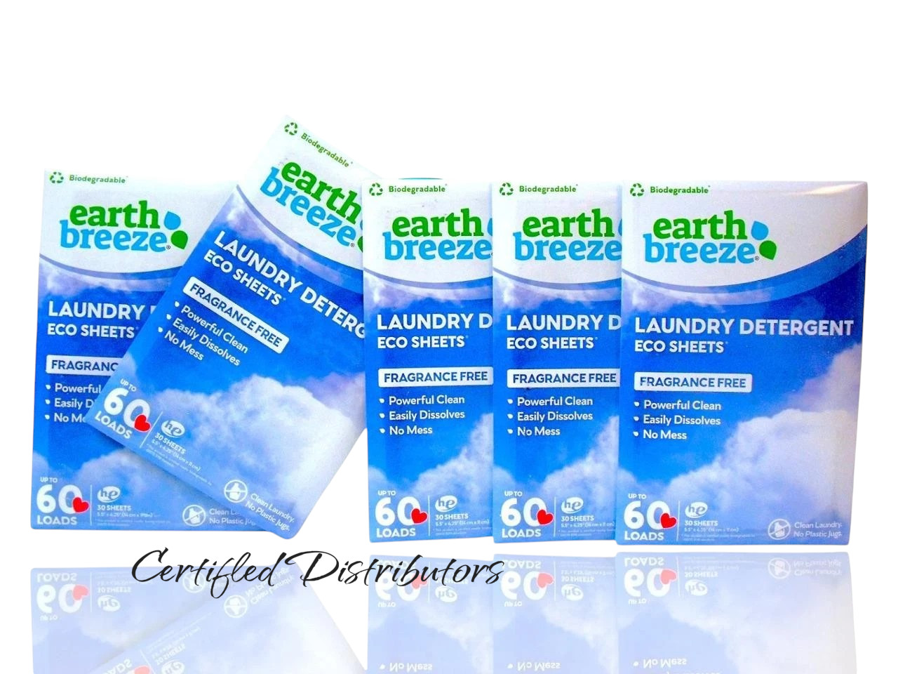 Earth Breeze (5-Pack) Laundry Detergent Sheets Fragrance-Free 300 Loads Total
