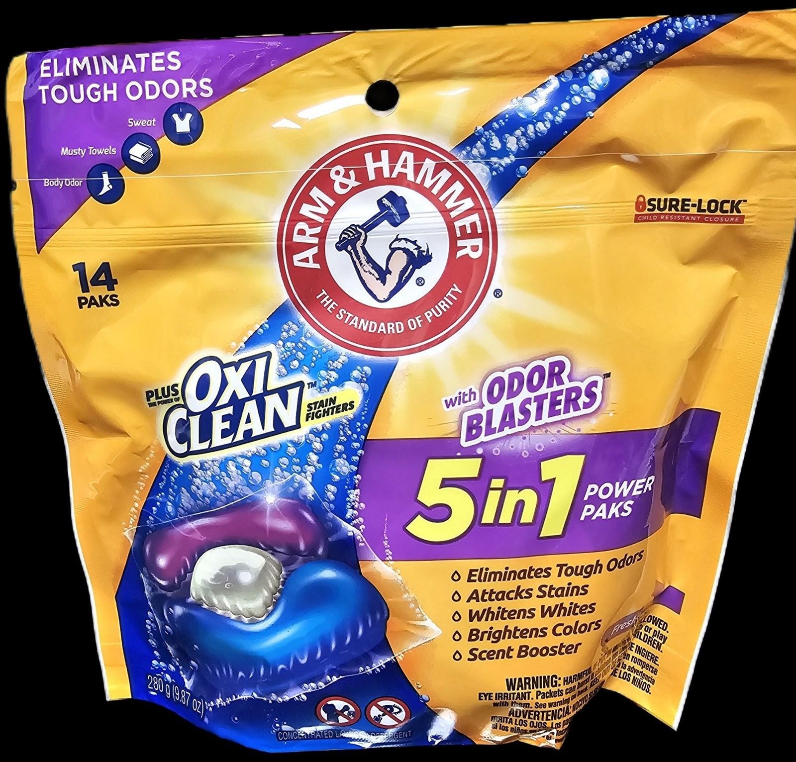 2 Packages Arm & Hammer Oxi Clean Odor Blasters 5-in-1 Fresh Burst 14 Power Paks