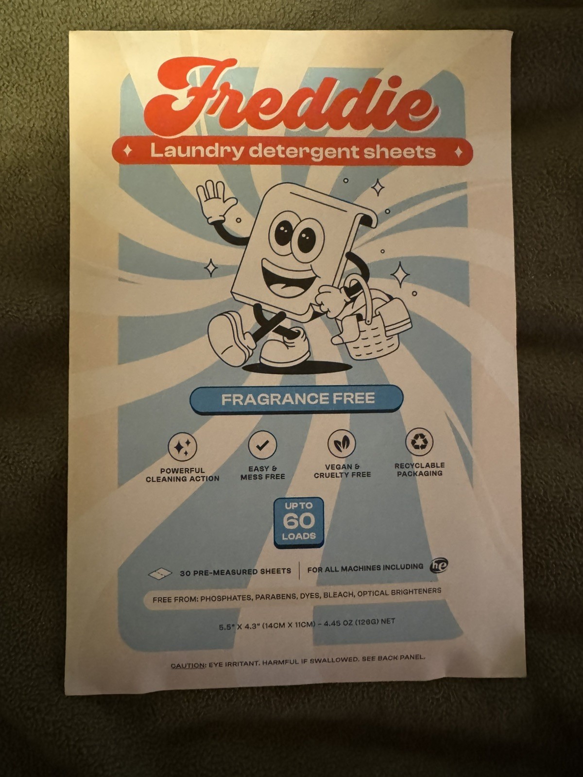 1 Pack Freddie LAUNDRY DETERGENT SHEETS TOTAL 60 SHEETS fragrance free
