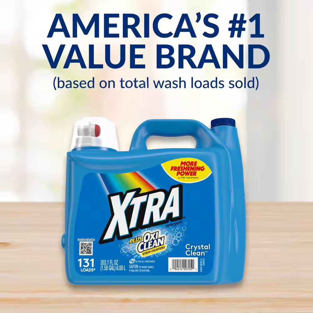 Xtra Crystal Clean Plus Oxiclean Dual HE Liquid Laundry Detergent, 203.1 oz 2 Pk