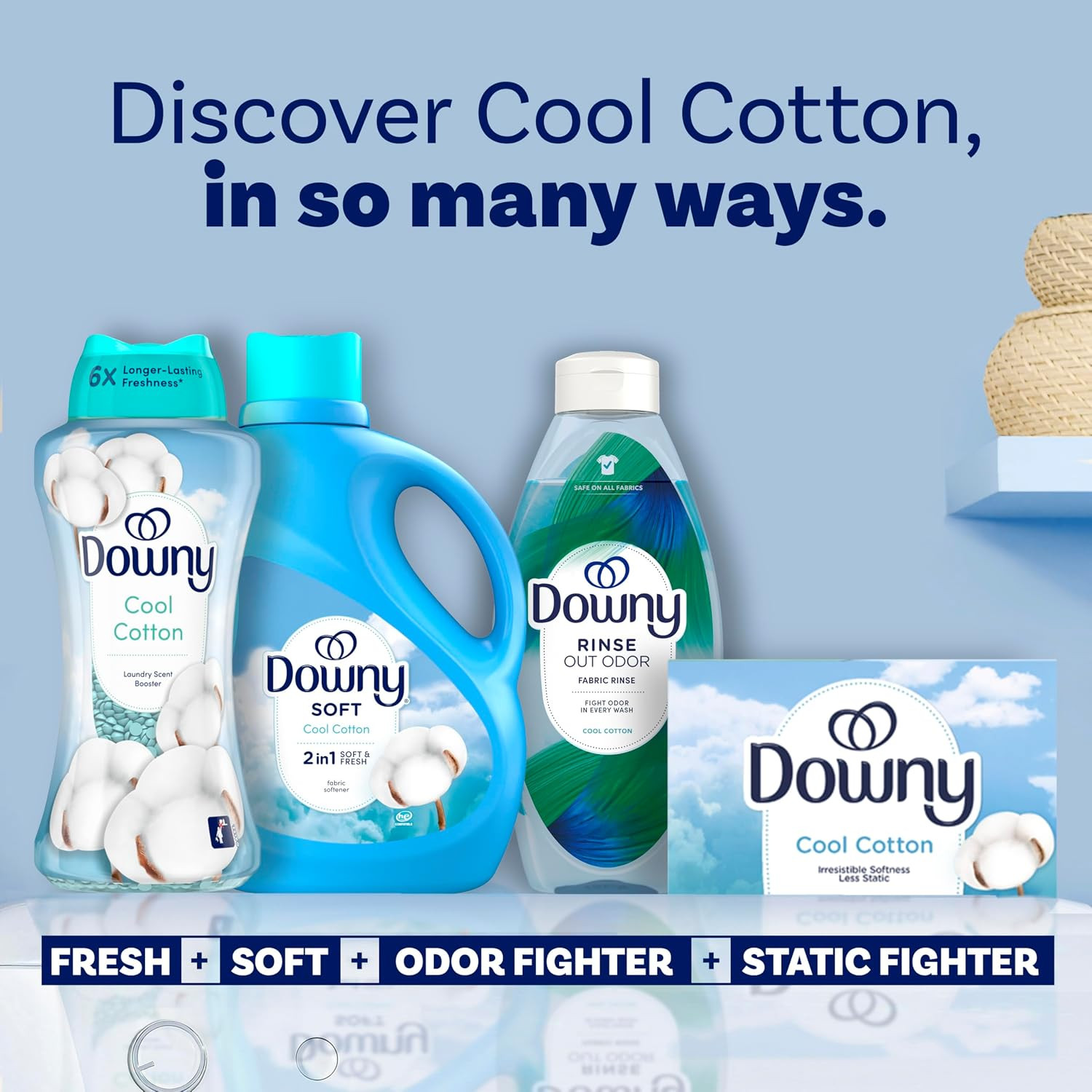 Downy Cool Cotton In-Wash Laundry Scent Booster Beads, 24 Oz, Laundry Scent Bead