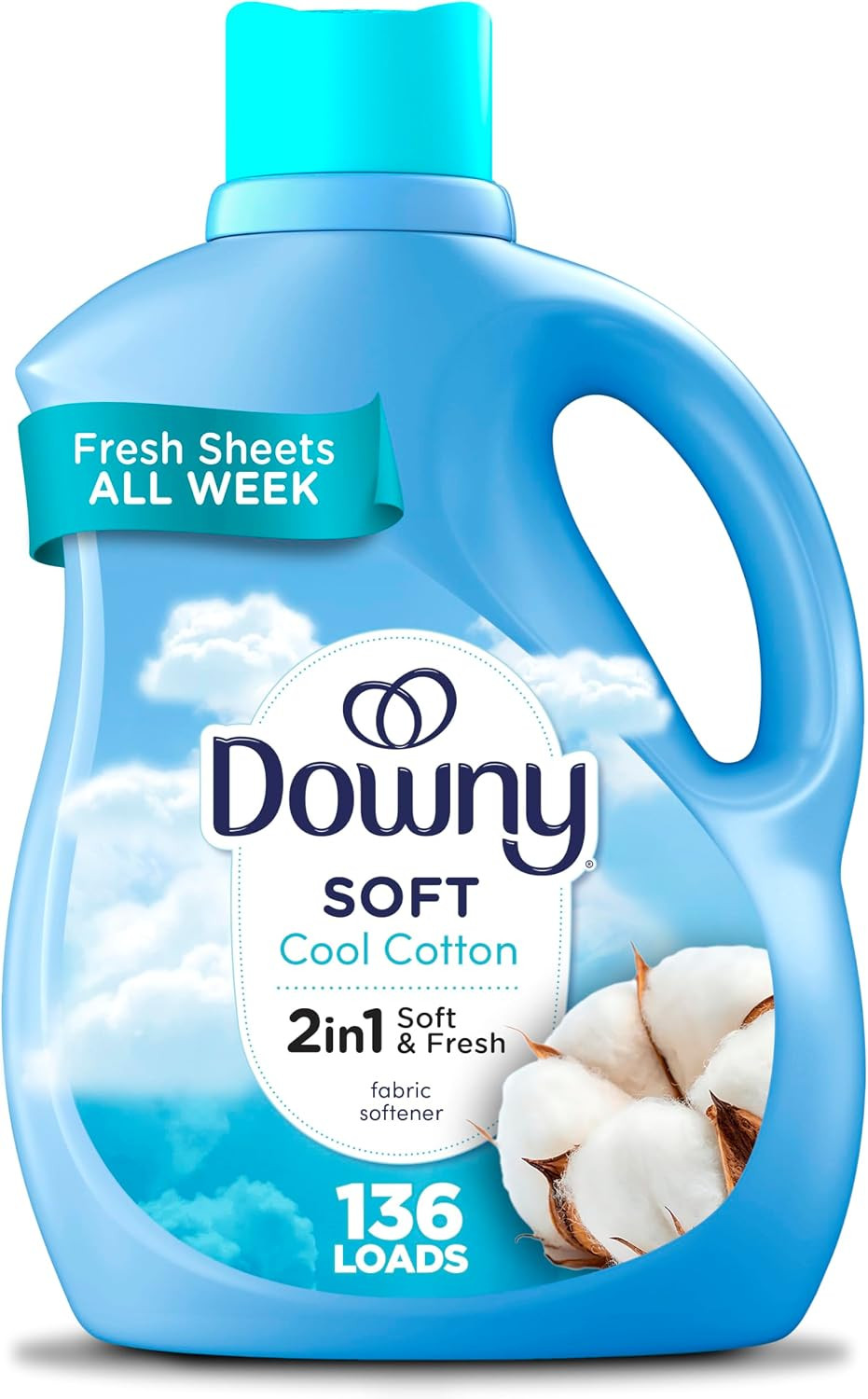 Downy Soft, 2 in 1 Soft and Fresh Liquid Fabric Softener, Cool Cotton, 100 Fl Oz