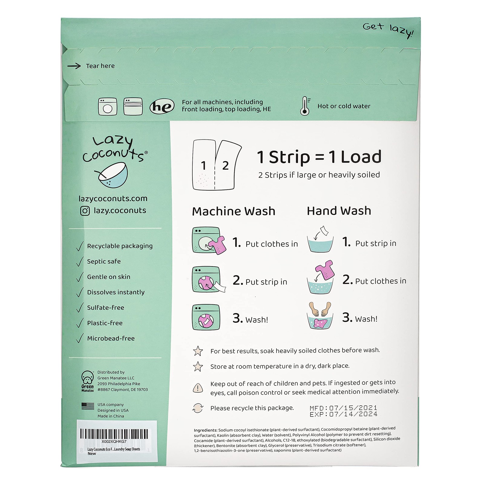LAZY COCONUTS Laundry Detergent Sheets – Sulfate-free, Gentle – For Sensitive…