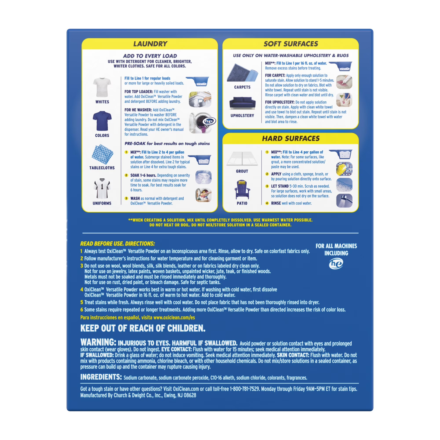 2 Pack OxiClean Versatile Stain Remover Powder 7.22 lb Laundry Cleaner