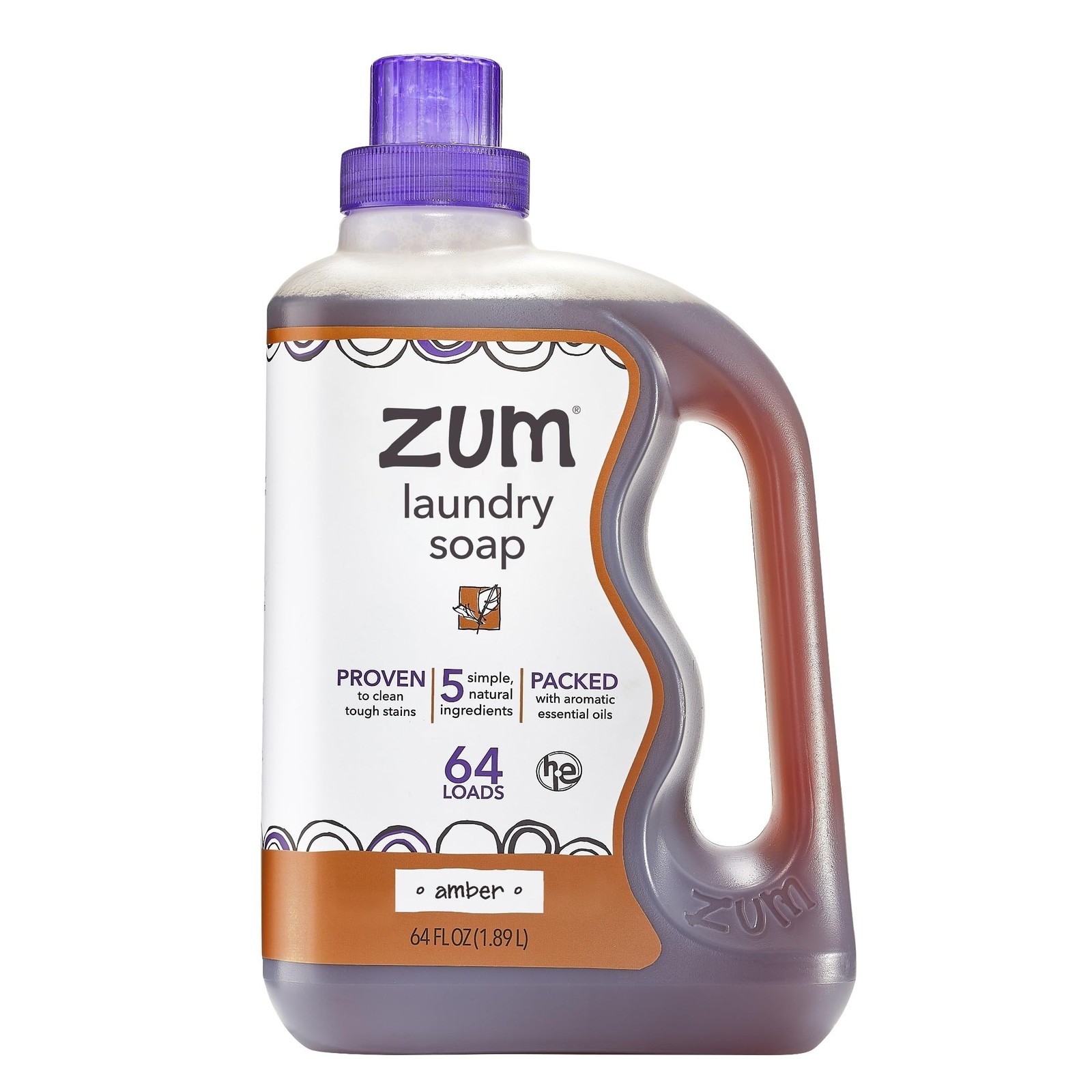 Liquid Laundry Soap PlantBased Amber 64 fl oz 64 Loads HE