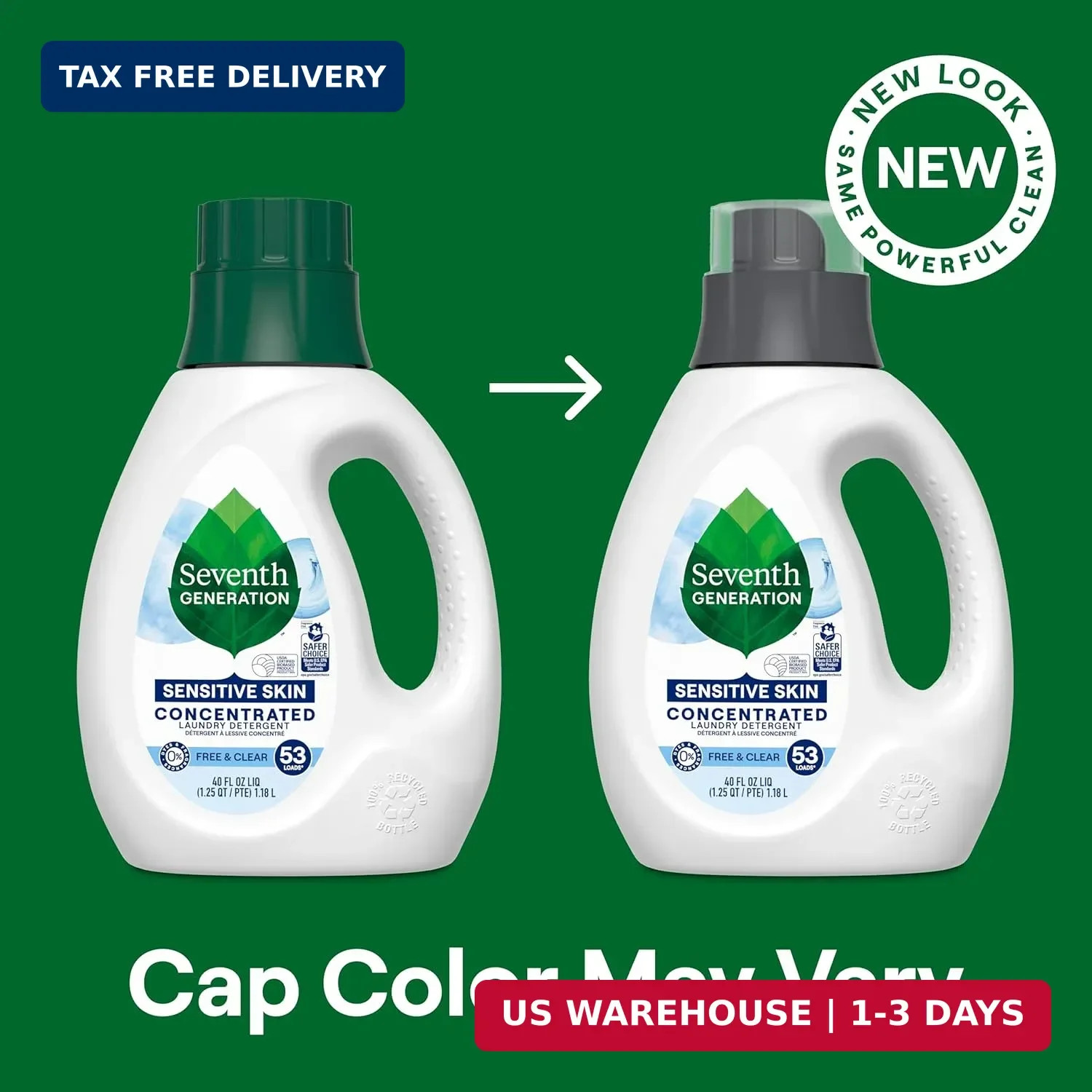 Seventh Generation Concentrated Free & Clear Laundry Detergent, 40 oz, No Dyes o